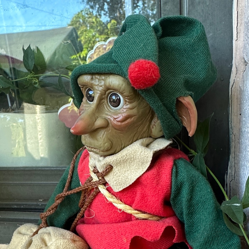 Green and Red Elf Doll